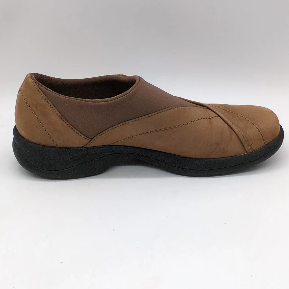 Merrell Shoes Womens Topo Curve Brown 7 Leather Loafers Stretch Air‎ Cushion